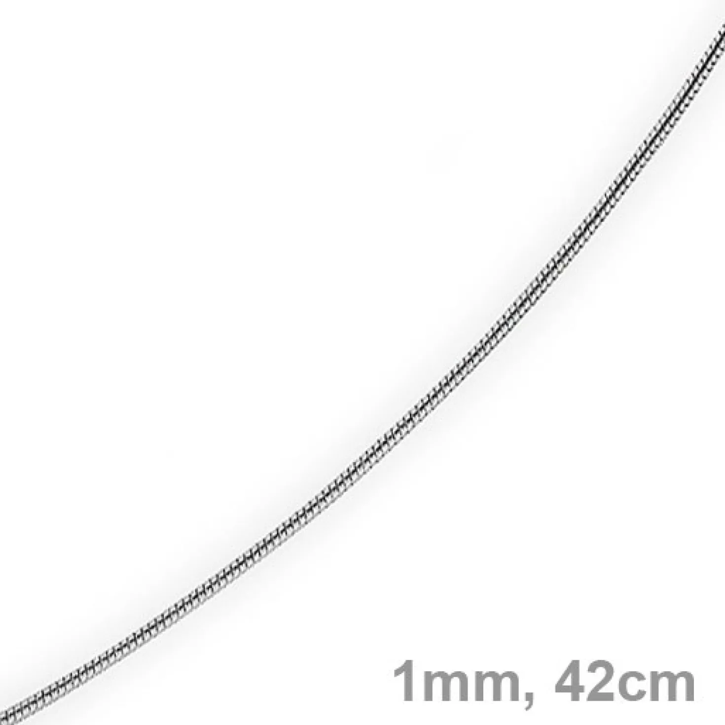 1mm Schlangenkette Kette Collier aus 750 Gold Weißgold, Goldkette 42cm