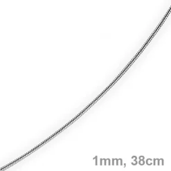 1mm Schlangenkette Kette Collier aus 750 Gold Weißgold, Goldkette 38cm