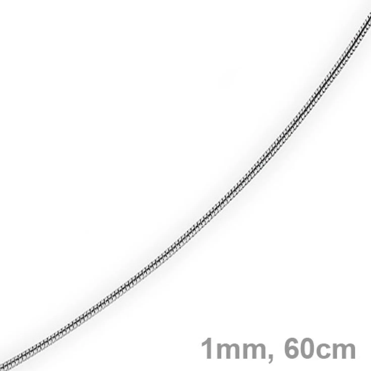 1mm Schlangenkette Kette Collier aus 750 Gold Weißgold, Goldkette 60cm