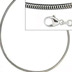 1,9mm Schlangenkette Kette Collier aus 925 Silber rhodiniert 70cm