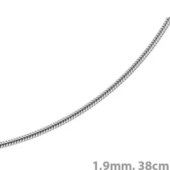1,9mm Schlangenkette Kette Collier, 750 Gold Weißgold, Goldkette 38cm
