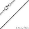 1,2mm Schlangenkette Kette Collier Halskette aus 925 Silber rhodiniert 50cm