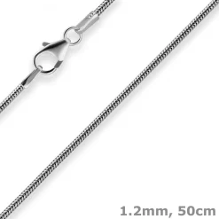 1,2mm Schlangenkette Kette Collier Halskette aus 925 Silber rhodiniert 50cm