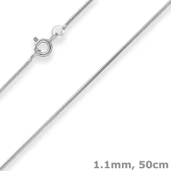 1,1mm Schlangenkette Kette Collier Halskette aus 925 Silber rhodiniert 50cm