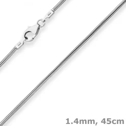 1,4mm Schlangenkette Kette Collier Halskette aus 925 Silber rhodiniert 45cm