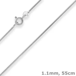 1,1mm Schlangenkette Kette Collier Halskette aus 925 Silber rhodiniert 55cm