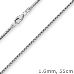 1,6mm Schlangenkette Kette Collier Halskette aus 925 Silber rhodiniert 55cm