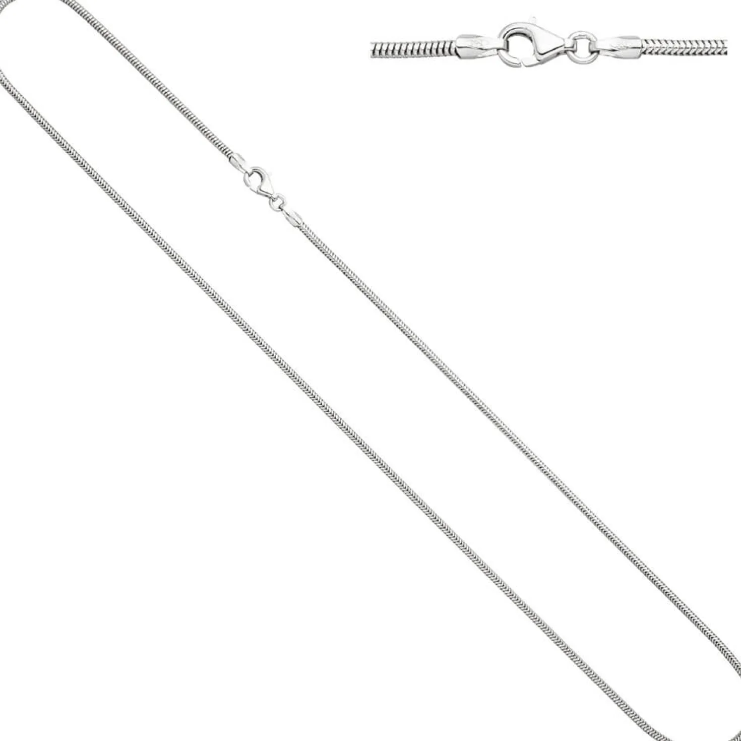 1,4mm Schlangenkette Kette 14Kt. 585 Weißgold 45cm rund