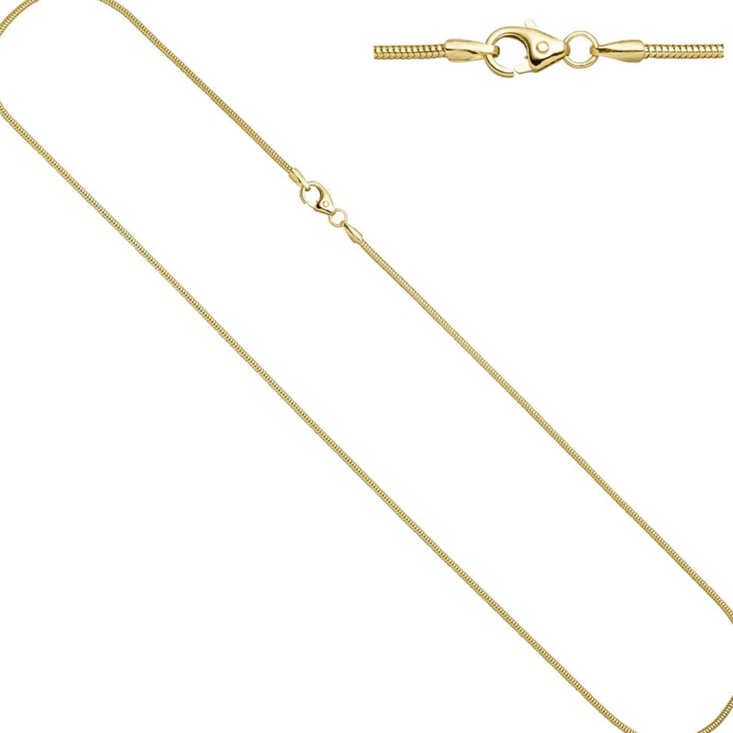 1,4mm Schlangenkette Kette rund, 333 Gold Gelbgold 50cm