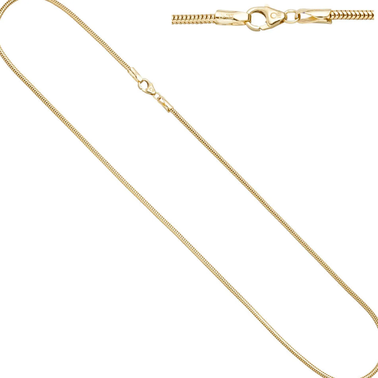 1,9mm Schlangenkette Kette rund 585 Gold Gelbgold 42cm Halskette Halsschmuck