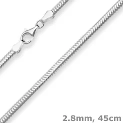 2,8mm Schlangenkette oval Silberkette Collier Halskette aus 925 Silber 45cm