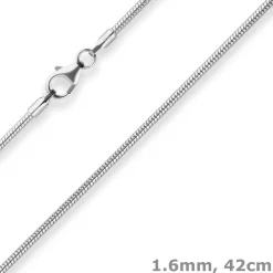 1,6mm Schlangenkette Silberkette Collier Halskette aus 925 Silber 42cm