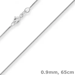 0,9mm Schlangenkette Silberkette Collier Halskette aus 925 Silber 65cm