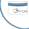 2,8mm Seidenband Seidencollier hellblau, Karabiner 925, Damen, 42cm