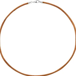 2,8mm Seidenband Seidencollier kupfer, Karabiner 925, Damen, 42cm