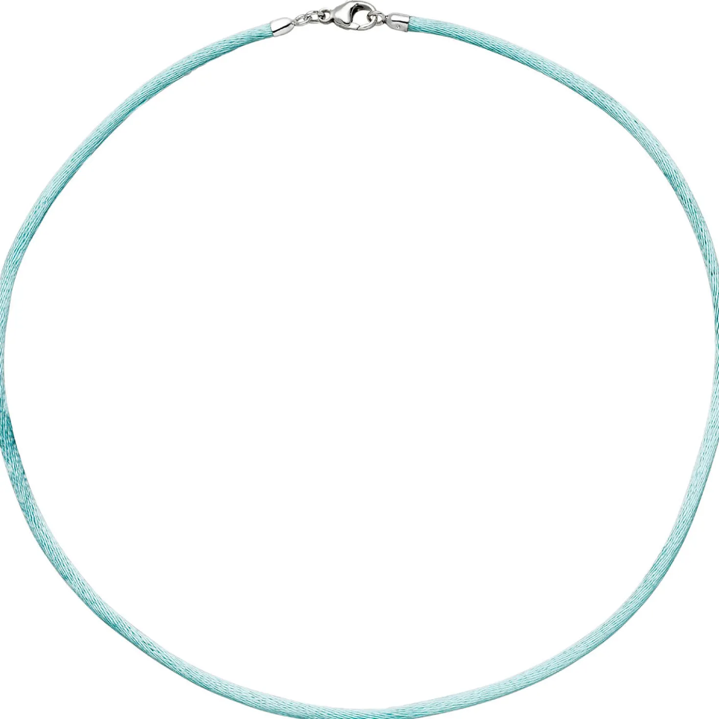 2,8mm Seidenband Seidencollier türkis, Karabiner 925, Damen, 42cm