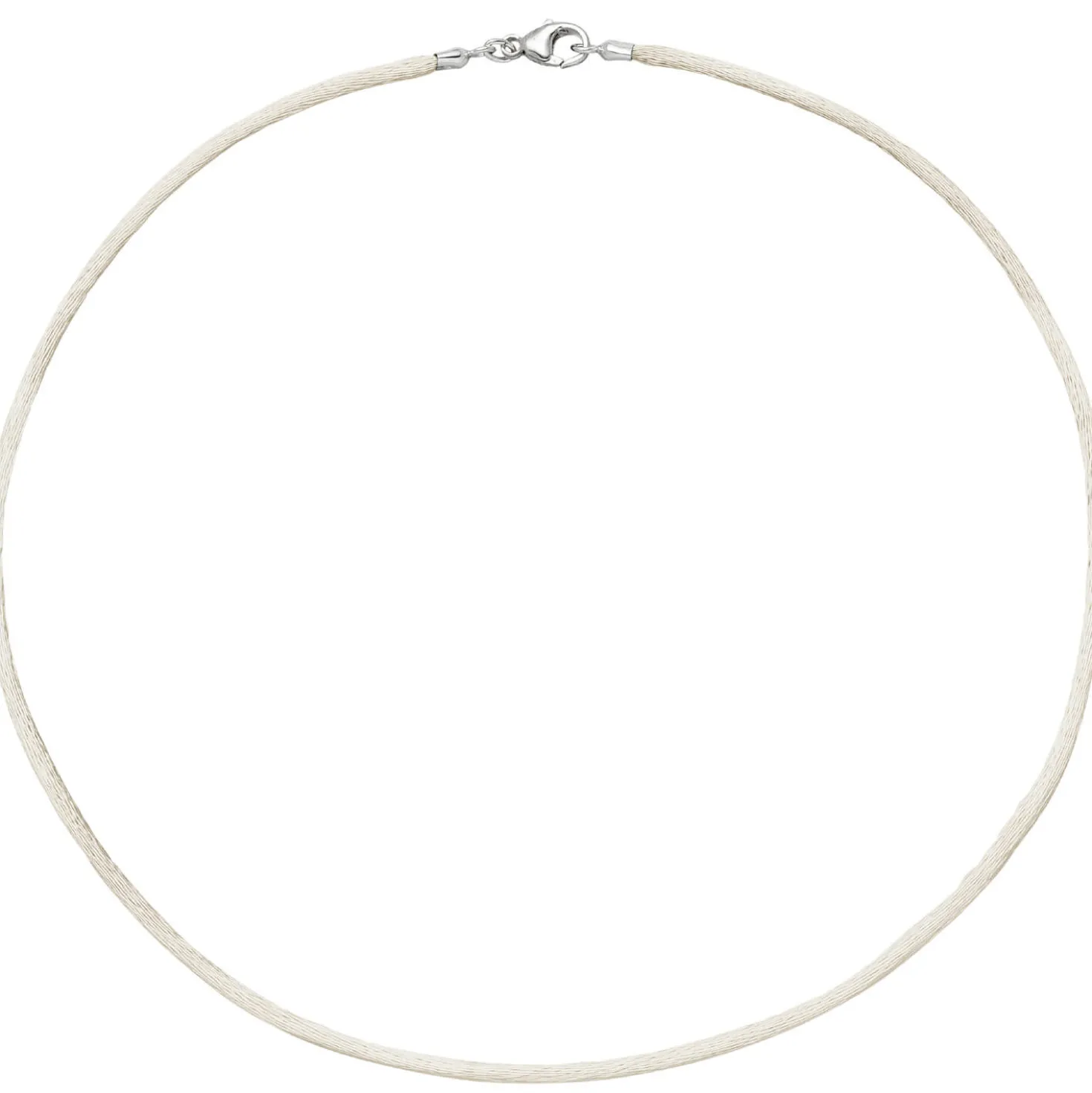 2,8mm Seidencollier Collier beige, Karabiner 925 Silber, Damen, 42cm