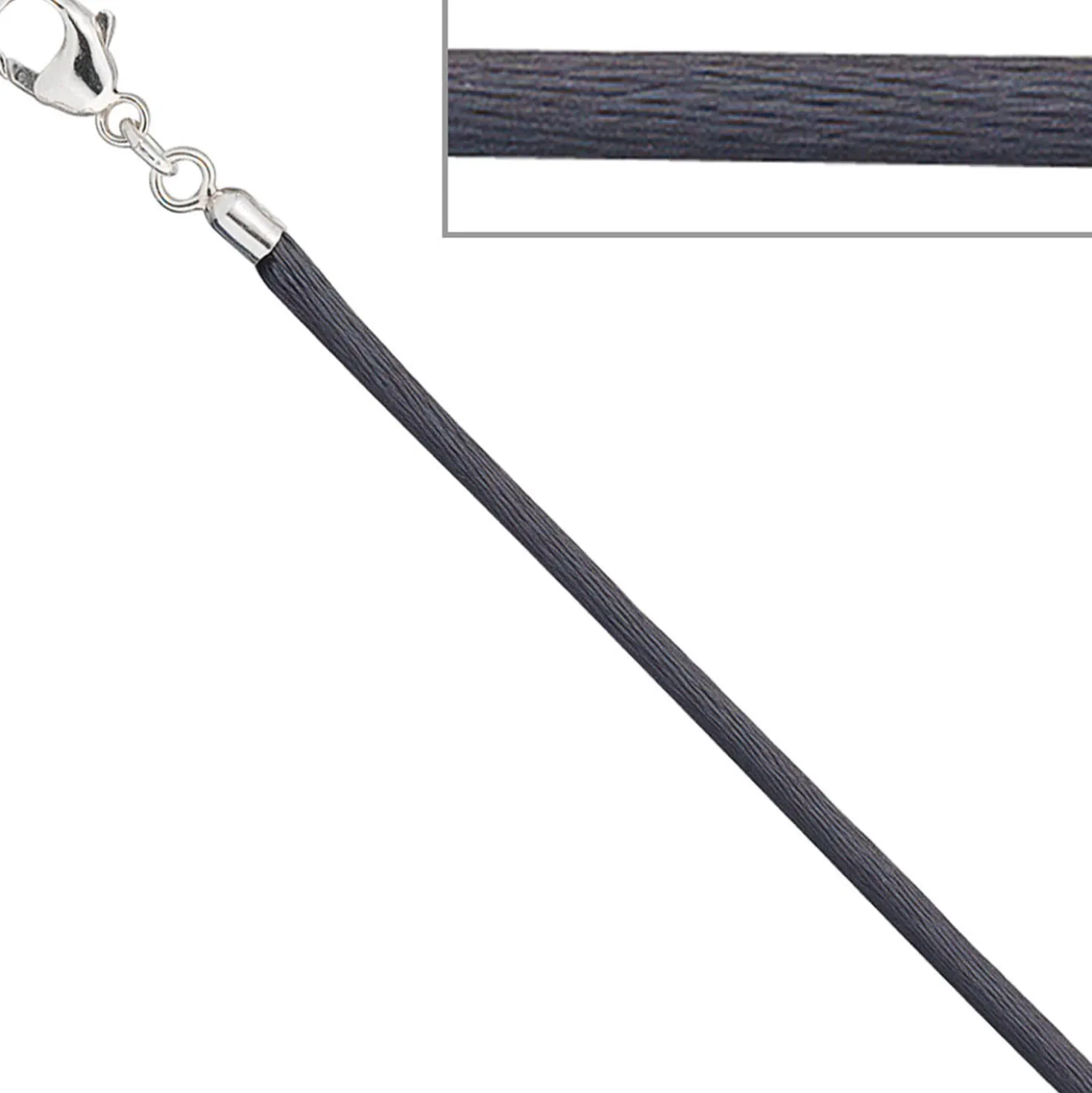 2,8mm Seidencollier Collier grau, Karabiner 925 Silber, Damen, 42cm