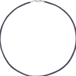 2,8mm Seidencollier Collier grau, Karabiner 925 Silber, Damen, 42cm