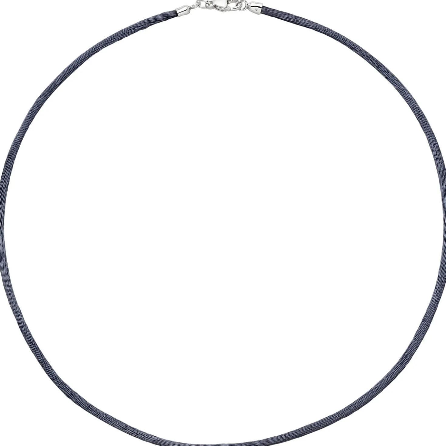 2,8mm Seidencollier Collier grau, Karabiner 925 Silber, Damen, 42cm