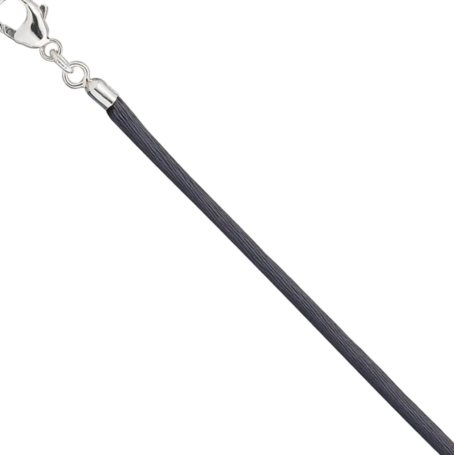 2,8mm Seidencollier Collier grau, Karabiner 925 Silber, Damen, 42cm