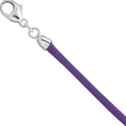 2,8mm Seidencollier Collier lila, Karabiner 925 Silber, Damen, 42cm