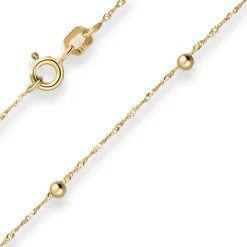 1mm Singapurkette Armband Kügelchen aus 585 Gold Gelbgold 19cm mit Zwischenöse