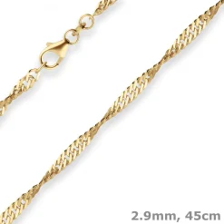 2,9mm Singapurkette Collier Halskette aus 333 Gold Gelbgold 45cm