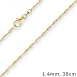 1,4mm Singapurkette Goldkette Collier Halskette aus 333 Gold Gelbgold 38cm