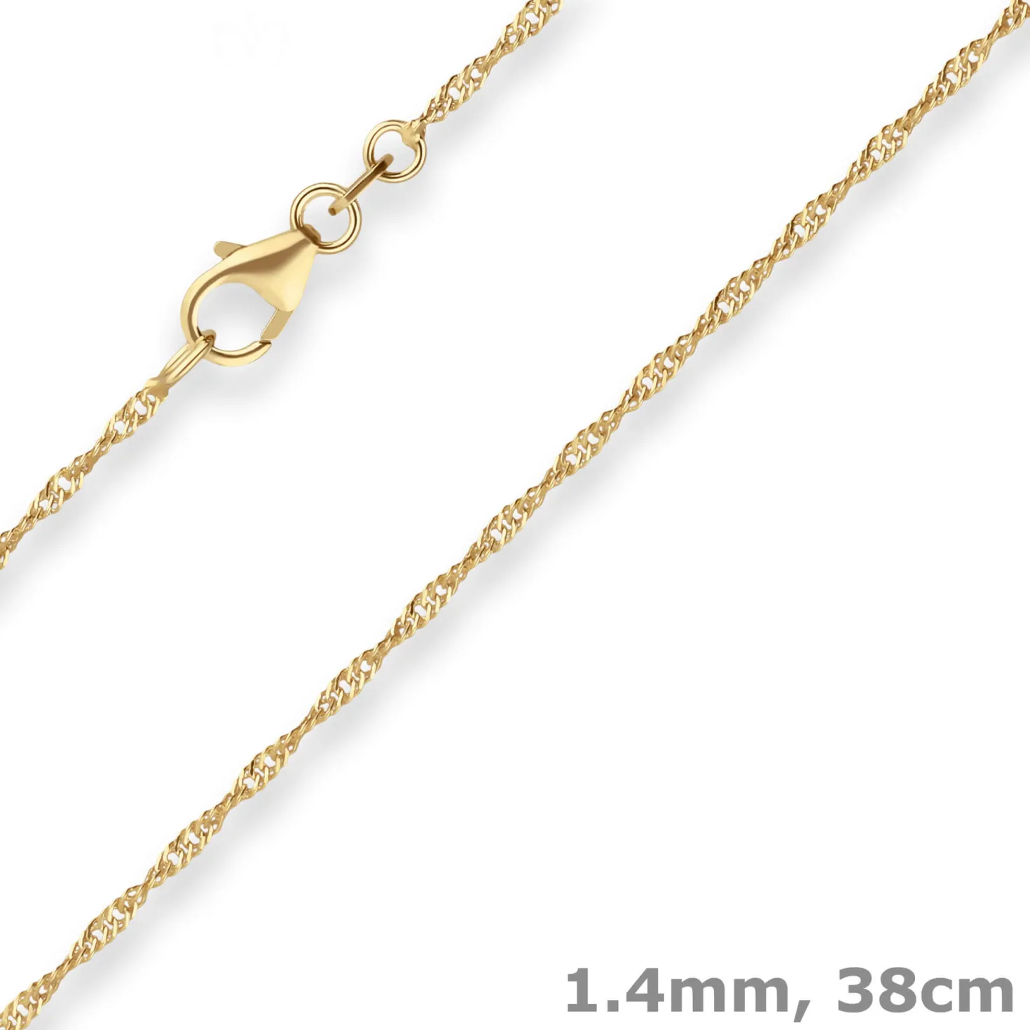 1,4mm Singapurkette Goldkette Collier Halskette aus 333 Gold Gelbgold 38cm