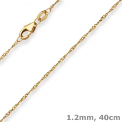 1,2mm Singapurkette Goldkette Collier Halskette aus 375 Gold Gelbgold 40cm