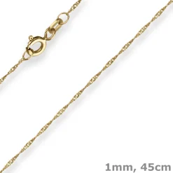 1mm Singapurkette Goldkette Collier Halskette aus 585 Gold Gelbgold 45cm