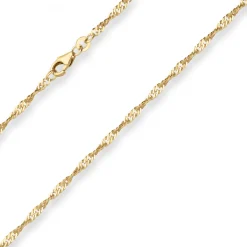 2,4mm Singapurkette Goldkette Collier Halskette aus 585 Gold Gelbgold 45cm