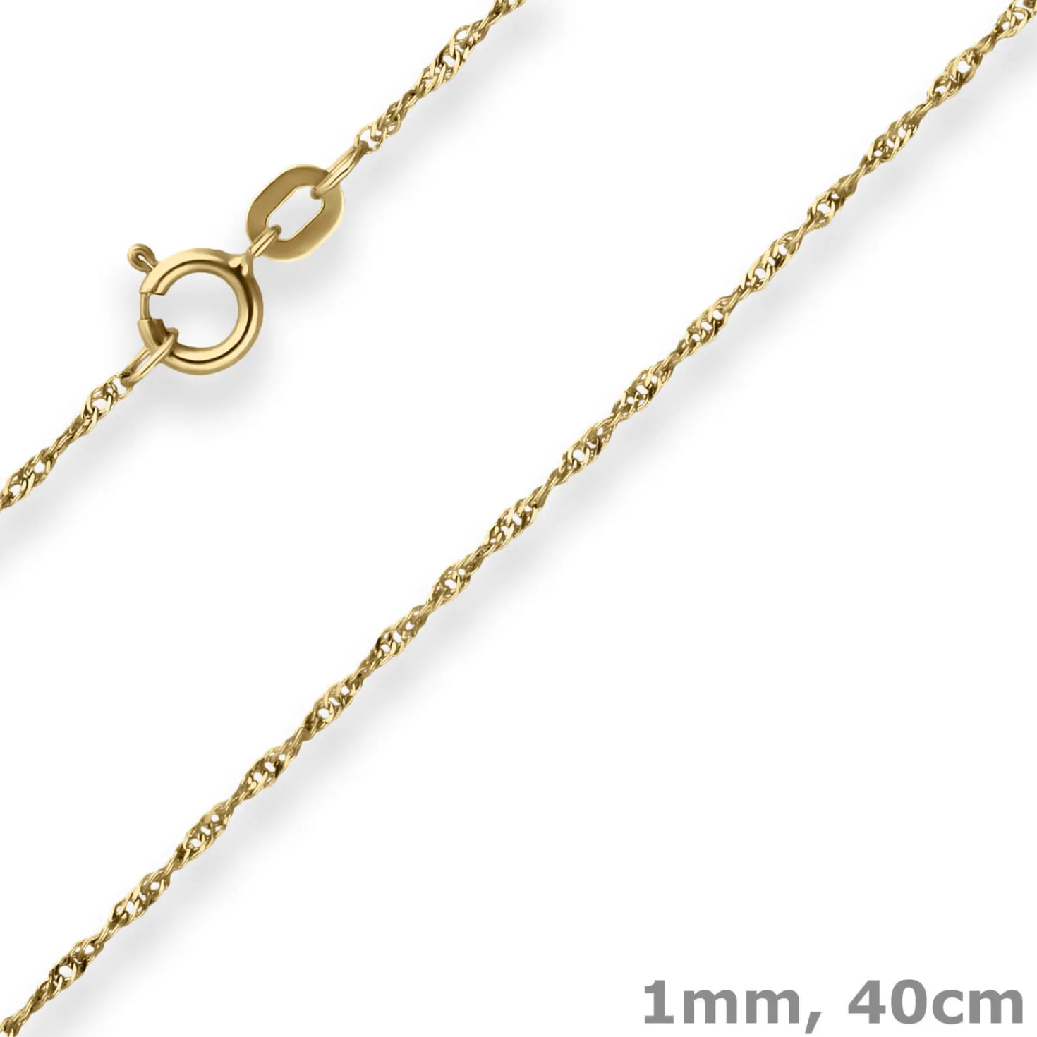 1mm Singapurkette Goldkette Collier Halskette aus 375 Gold Gelbgold 40cm