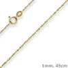 1mm Singapurkette Goldkette Collier Halskette aus 375 Gold Gelbgold 45cm