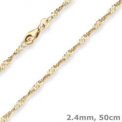 2,4mm Singapurkette Goldkette Collier Halskette aus 333 Gold Gelbgold 50cm