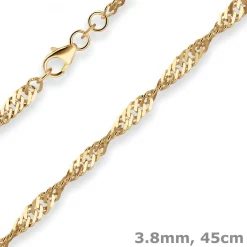3,8mm Singapurkette Goldkette Collier Halskette aus 333 Gold Gelbgold 45cm