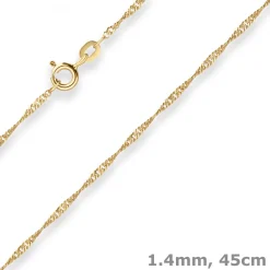 1,4mm Singapurkette Goldkette Collier Halskette aus 333 Gold Gelbgold 45cm