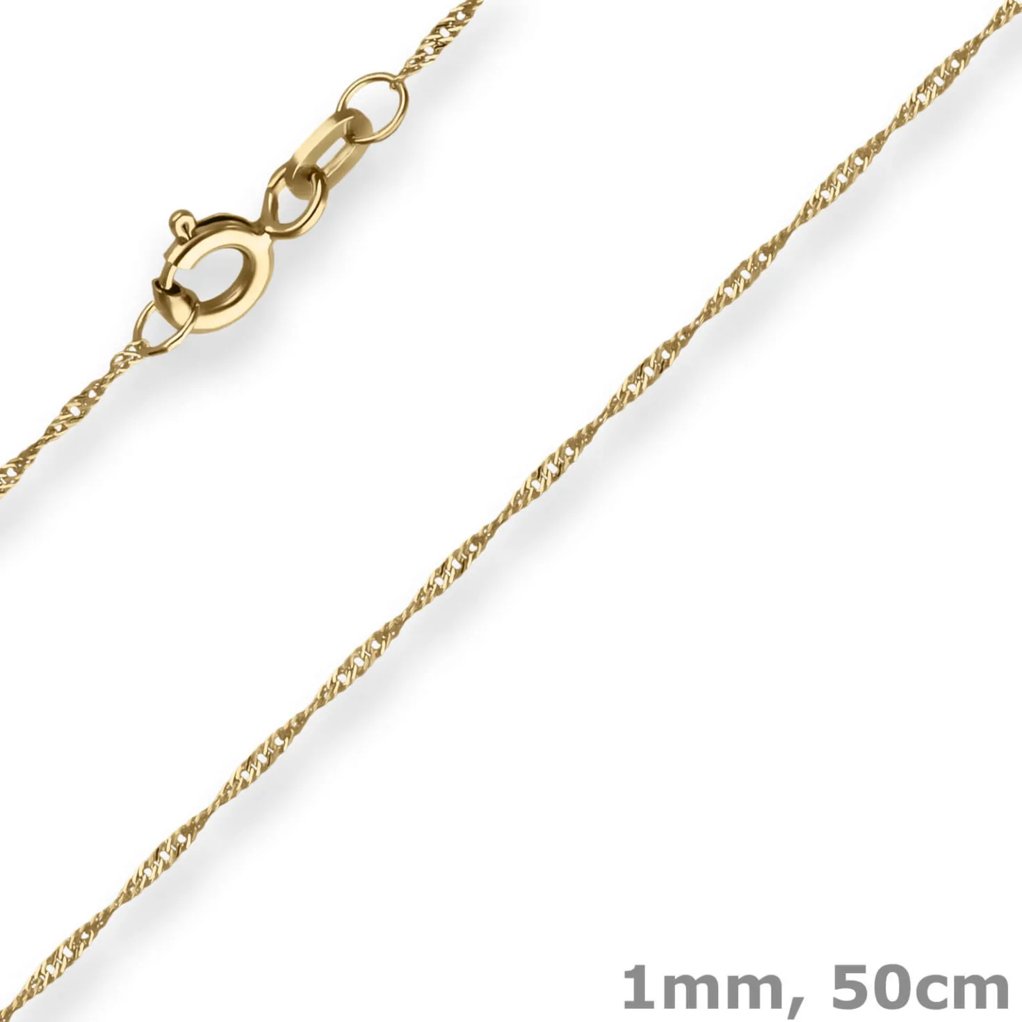 1mm Singapurkette Goldkette Collier Halskette aus 333 Gold Gelbgold 50cm