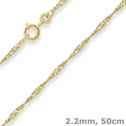 2,2mm Singapurkette Goldkette Collier Halskette aus 333 Gold Gelbgold 50cm