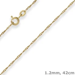 1,2mm Singapurkette Goldkette Collier Halskette aus 585 Gold Gelbgold 42cm