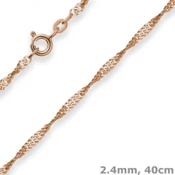 2,4mm Singapurkette Goldkette Collier Halskette aus 585 Gold Rotgold 40cm