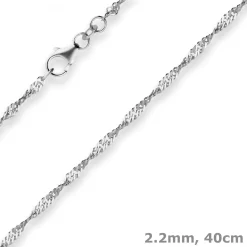 2,2mm Singapurkette Goldkette Collier Halskette aus 585 Gold Weißgold 40cm