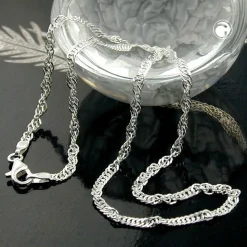2mm Singapurkette Kette Collier, 925 Silber, Silberkette rund, 50cm