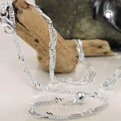 2mm Singapurkette Kette Collier, 925 Silber, Silberkette rund, 50cm