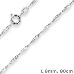 1,8mm Singapurkette Silberkette Collier Halskette aus 925 Silber 80cm