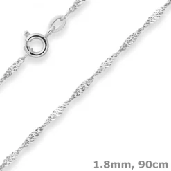 1,8mm Singapurkette Silberkette Collier Halskette aus 925 Silber 90cm