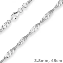 3,8mm Singapurkette Silberkette Collier Halskette aus 925 Silber 45cm