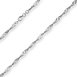 3,8mm Singapurkette Silberkette Collier Halskette aus 925 Silber rhodiniert 60cm