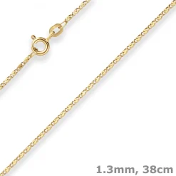 1,3mm S-Panzerkette Goldkette Collier Halskette aus 333 Gold Gelbgold 38cm